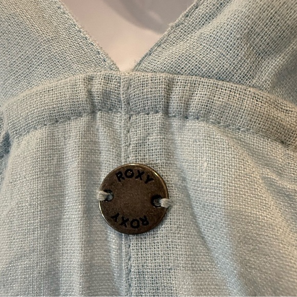 Roxy Blue Linen Overalls with pockets. Medium - Picture 4 of 7